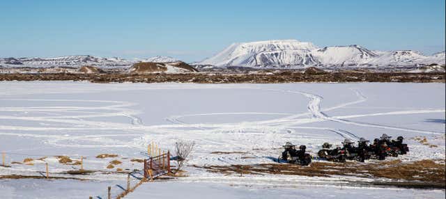 Snowmobile around Lake Mývatn