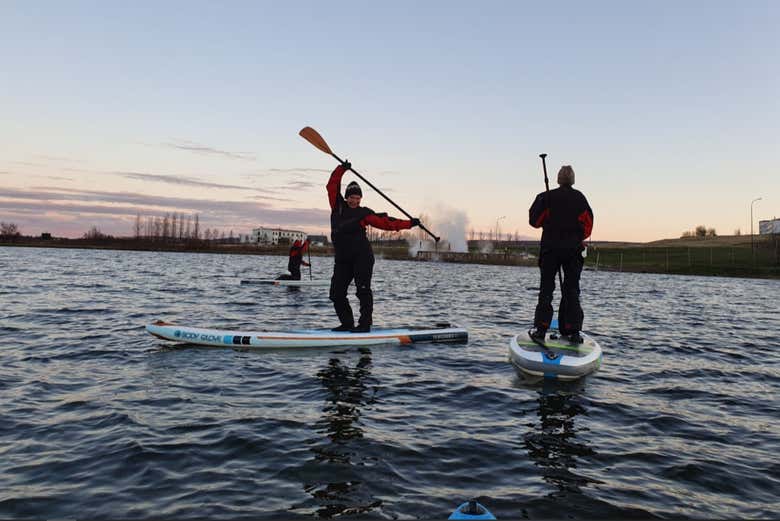 Paddle surfing