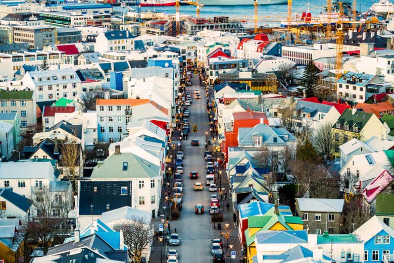 Panorámica de las calles de Reikiavik