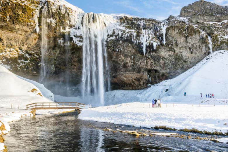 Icelandic waterfall in winter