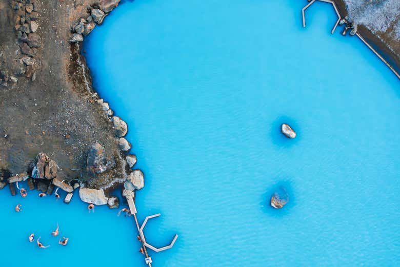 Vista de dron de la Laguna Azul