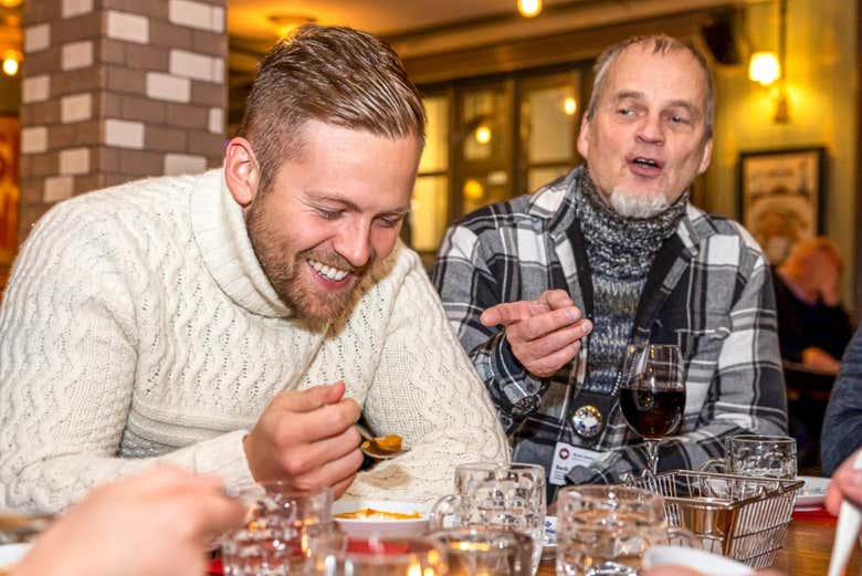 Eating delicious Icelandic food