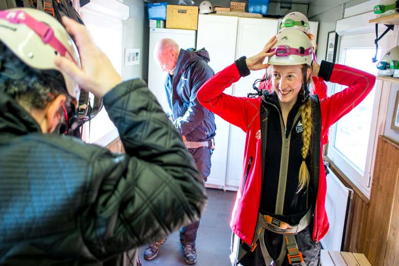 Preparação para entrar no vulcão