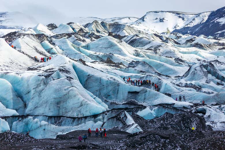 Vistas do glaciar Sólheimajökull