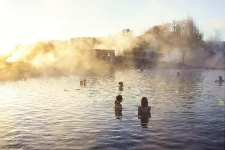 Enjoying the Secret Lagoon in Fludir