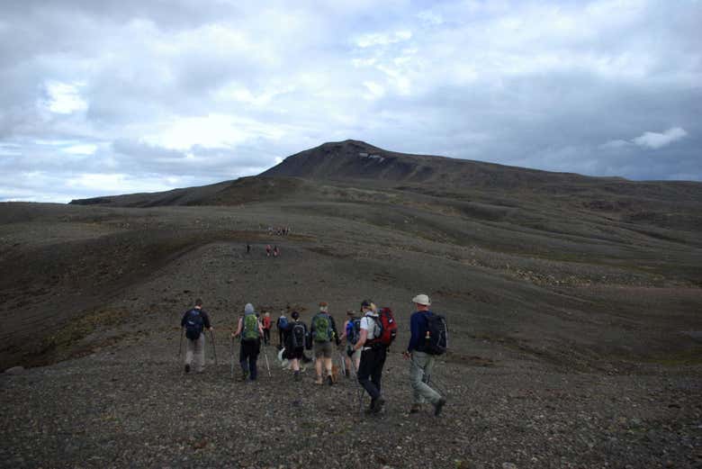 Durante l'itinerario di trekking sul monte Högnhöfði