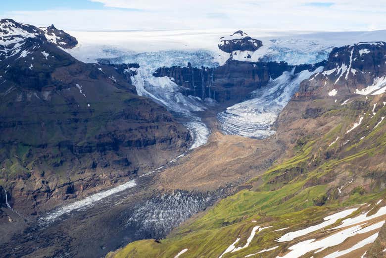 Você terá belas vistas de Virkisjökull e Falljökull