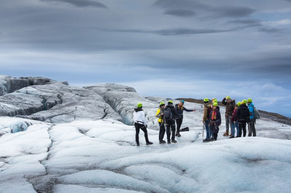 Trilha pelo glaciar Vatnajökull