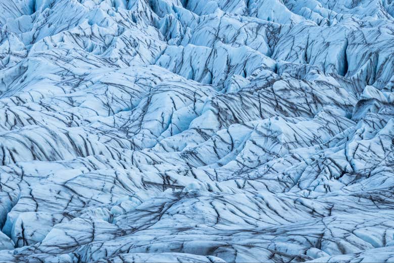 Formas de hielo en el glaciar Sólheimajökull