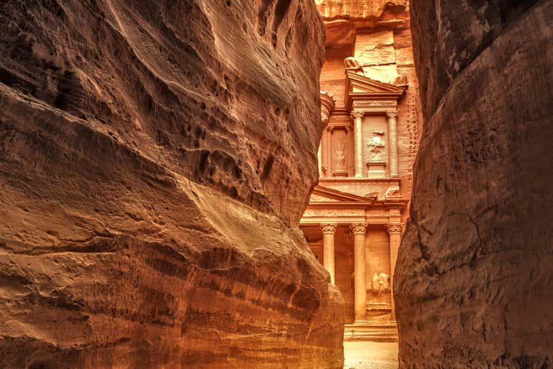 Crossing the Siq Gorge