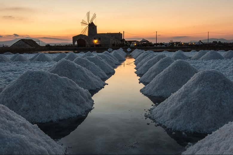 Coucher de soleil aux Salines de Trapani