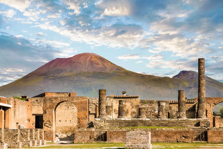 The Roman city of Pompeii was engulfed by the lava of Vesuvius