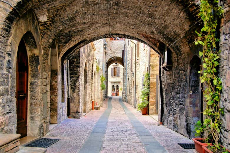 Vista del centro histórico de Asís