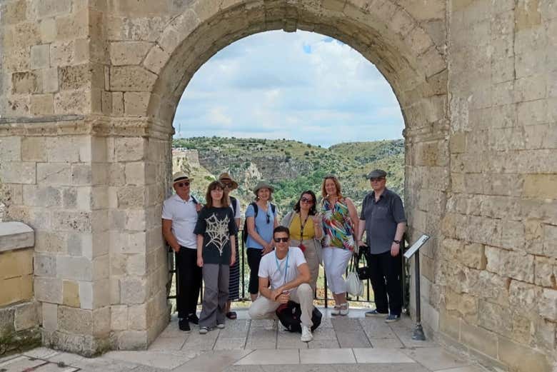 Photo de groupe à un belvédère de Matera