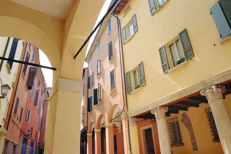 Case colorate del quartiere ebraico di Bologna