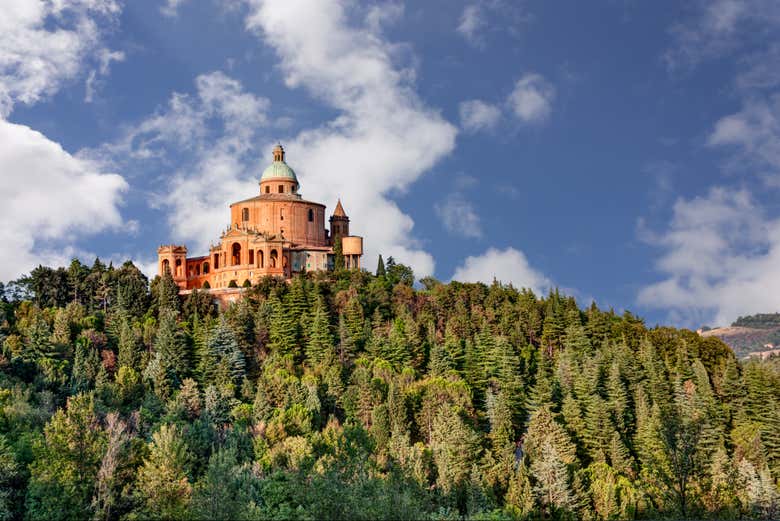 See the Sanctuary of San Luca, perched atop the Bolognese hills