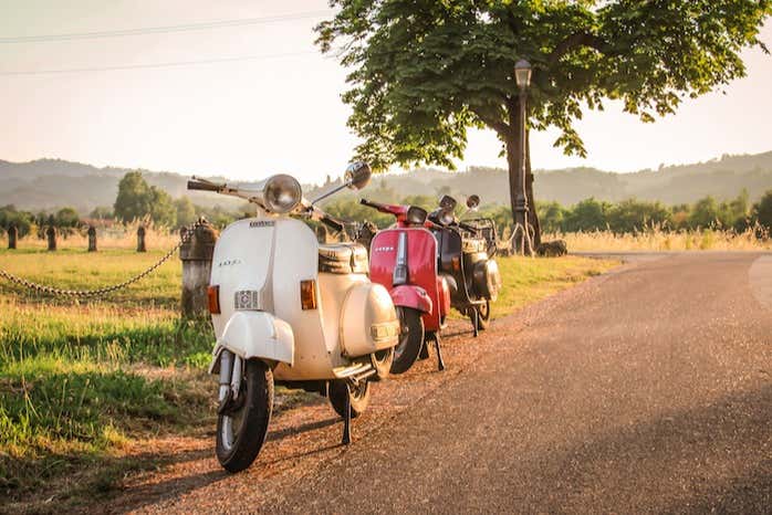 Vespas en una de las paradas