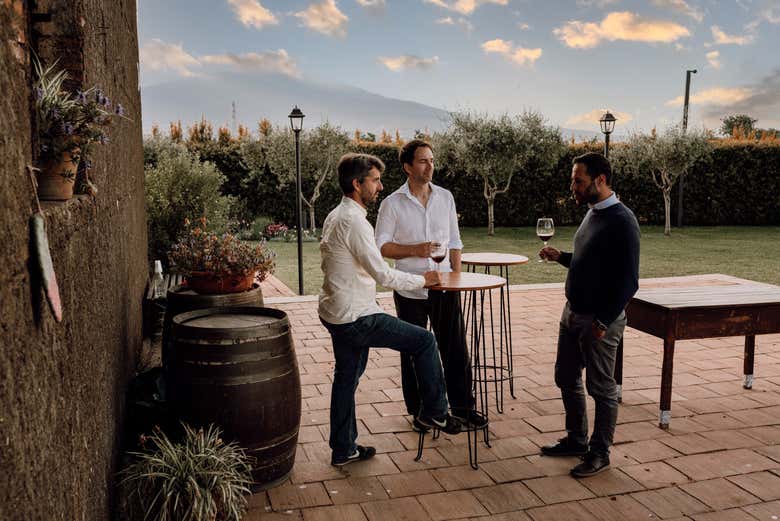 Durante a degustação de vinhos