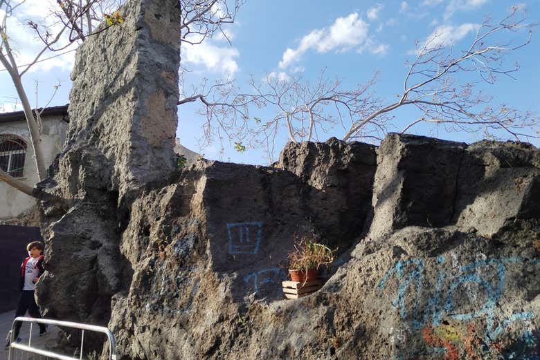 See the remains of lava from the eruption