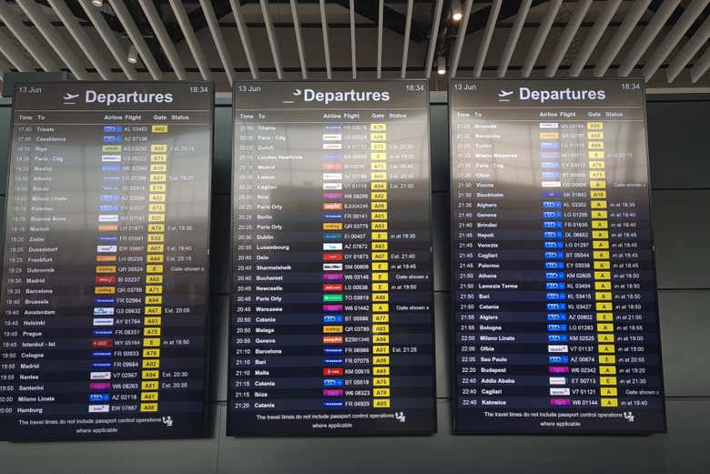 Écrans de l'aéroport de Fiumicino