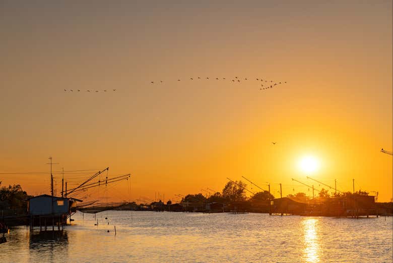 Salinas de Comacchio al atardecer