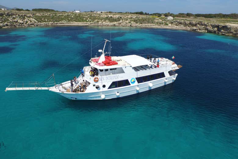 Sailing along the coast of Favignana