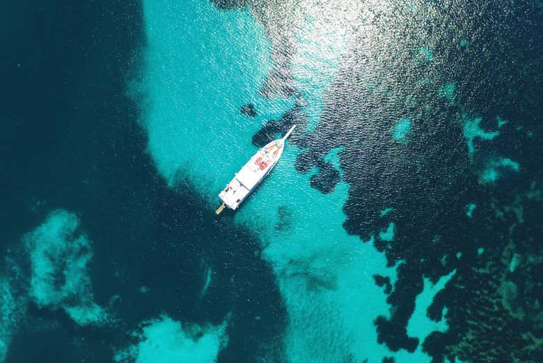 Aerial view of the boat