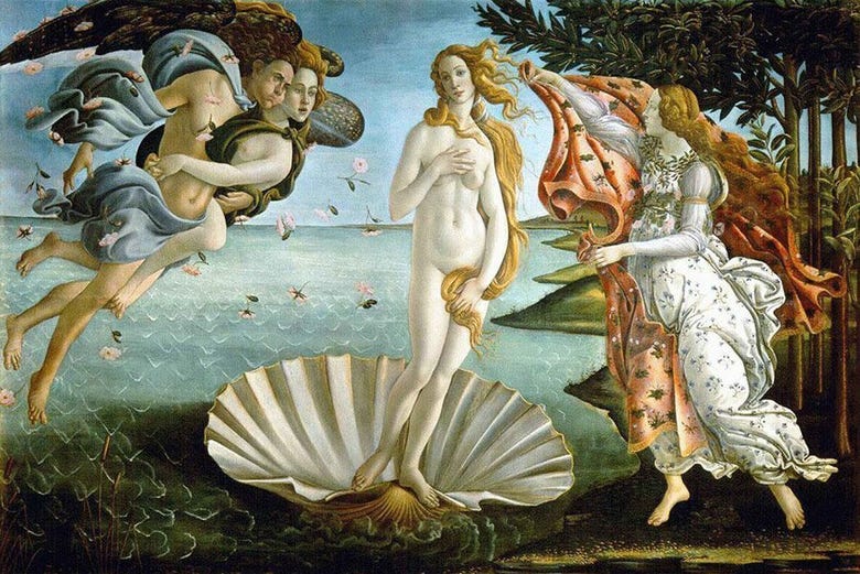 Nacimiento de Venus, obra de Botticelli en los Uffizi