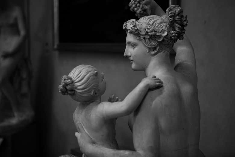 One of Michelangelo's sculptures on display