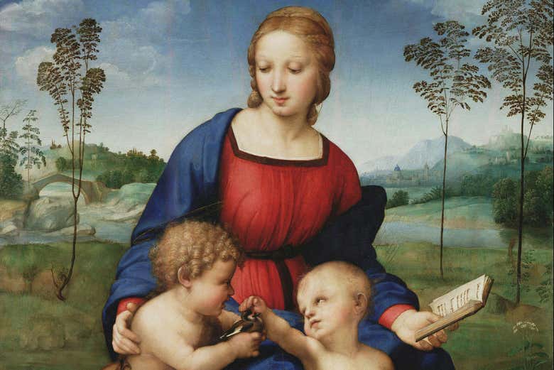 Madonna del Cardellino de Rafael, expuesta en la Galería Uffizi