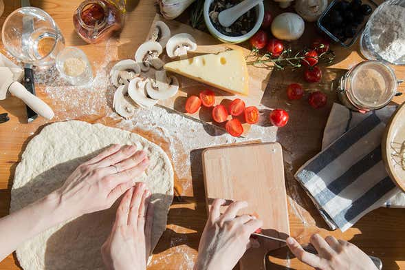 Aula de pizza e gelato italiano em Florença