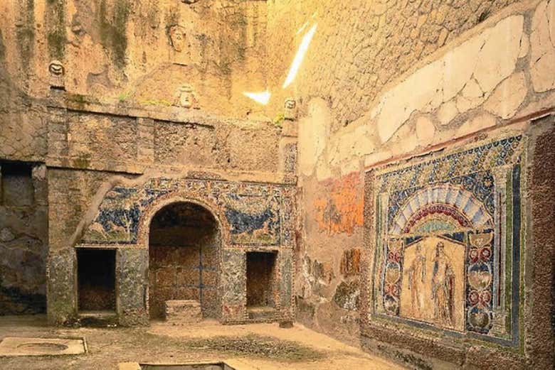 Mosaici all'interno di una casa a Ercolano