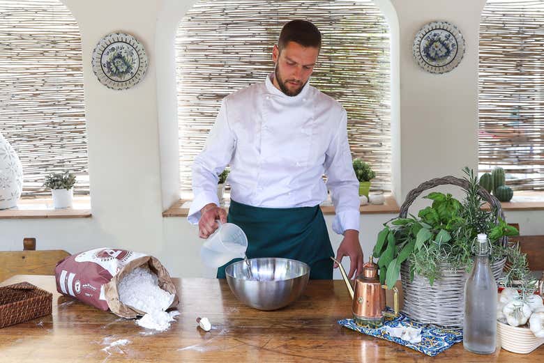The chef giving a demonstration