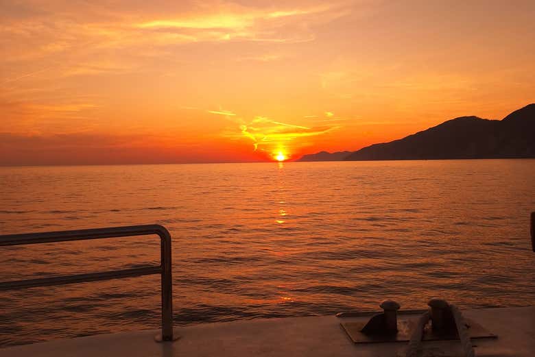 ¡Momento foto del atardecer en Portovenere! 