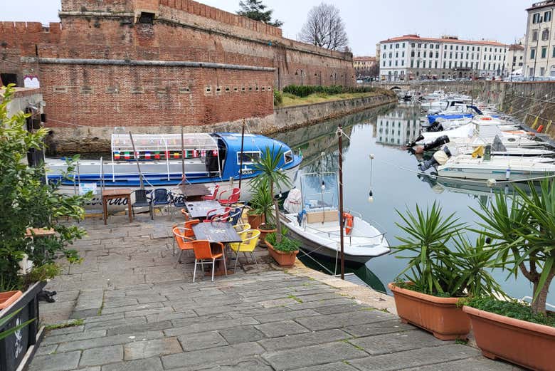 Una tradicional terraza en Livorno