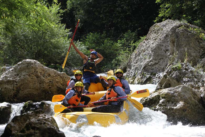 Durante l'esperienza di rafting