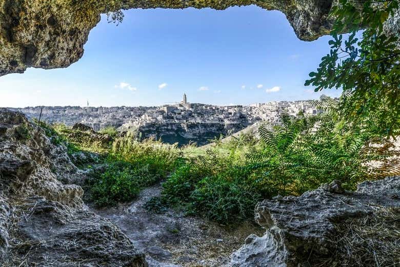 Vista de los Sassi de Matera desde el parque