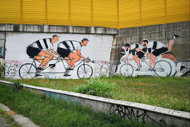 Um curioso mural de arte urbana