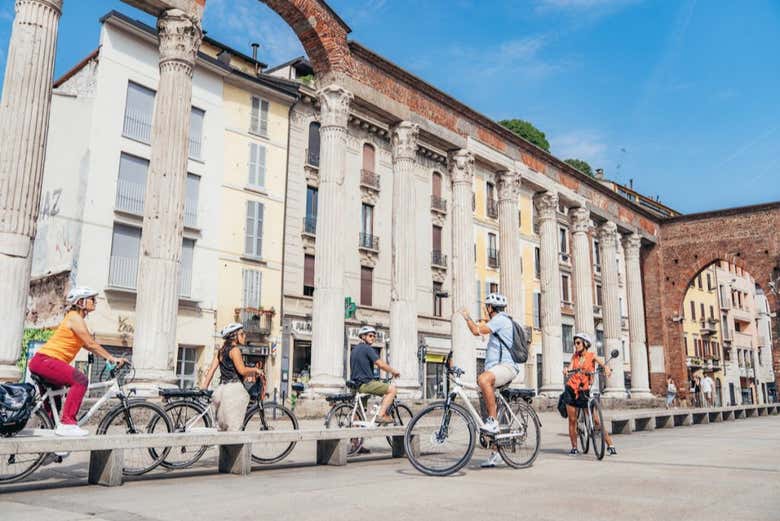 Admiring the columns of San Lorenzo