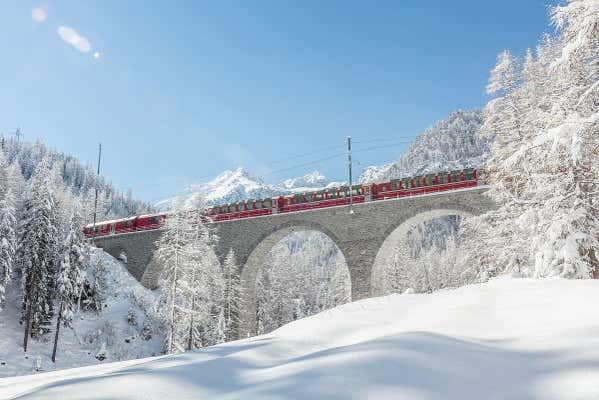 A train route through the snow