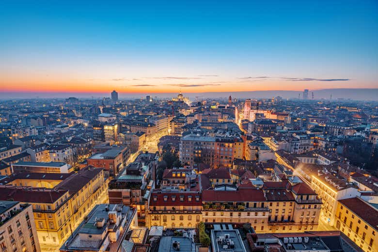 Watch the sun setting over the city