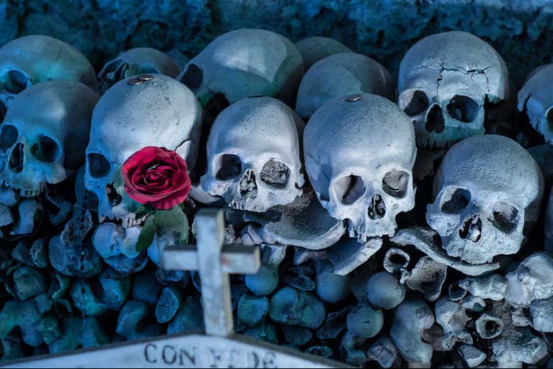 Calaveras en el cementerio delle Fontanelle