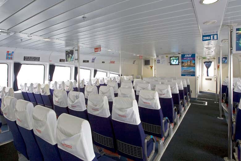Interior view of the passenger cabin on the SNAV ferry,