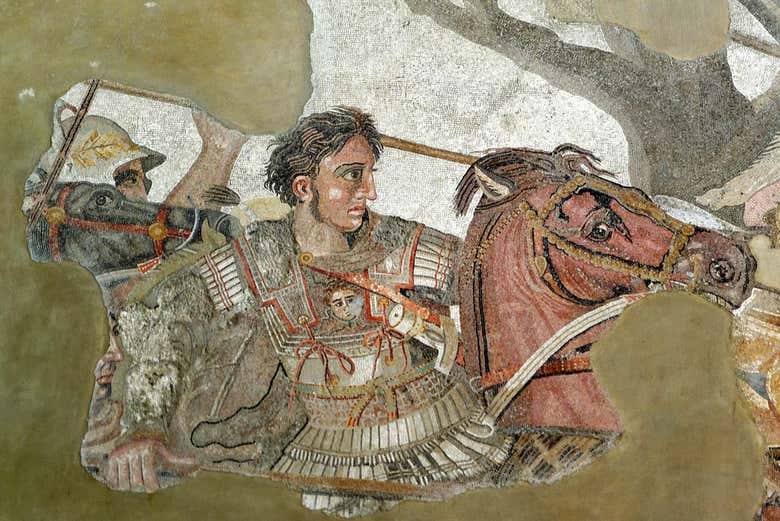 Particolare del mosaico della battaglia tra Dario e Alessandro