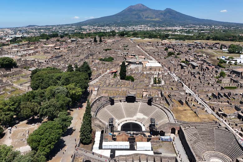 Visão geral das escavações em Pompeia