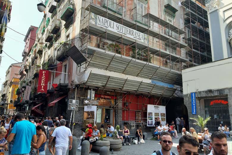 The entrance to the Naples underground