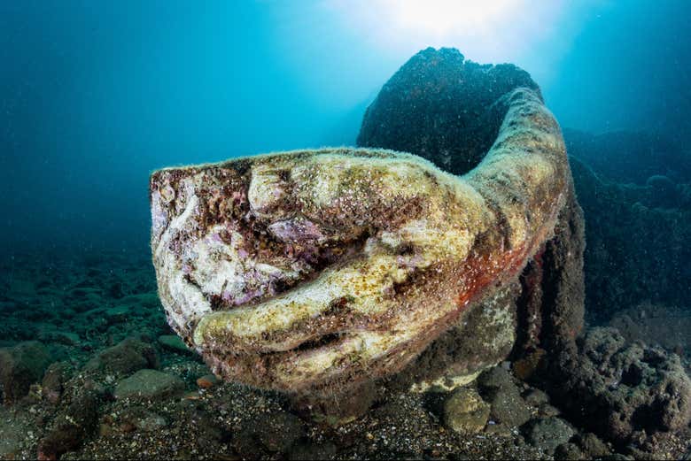 Statue romaine antique submergée