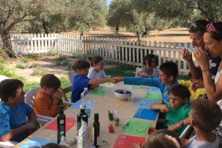 Enfants faisant la dégustation d'huile