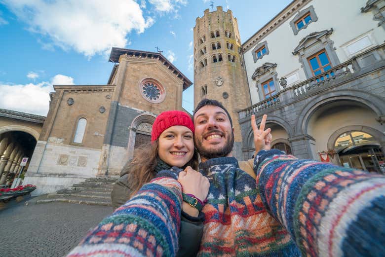 ¡Momento selfie en en la Piazza della Repubblica!