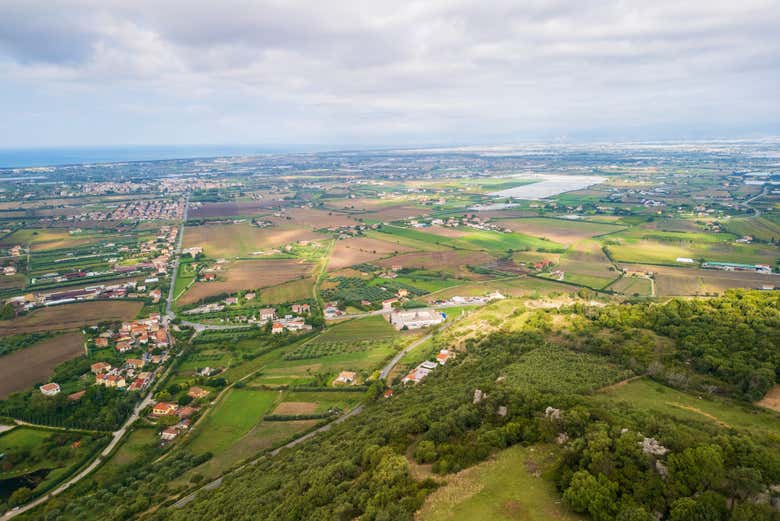 Vista aerea sulle coltivazioni di Paestum
